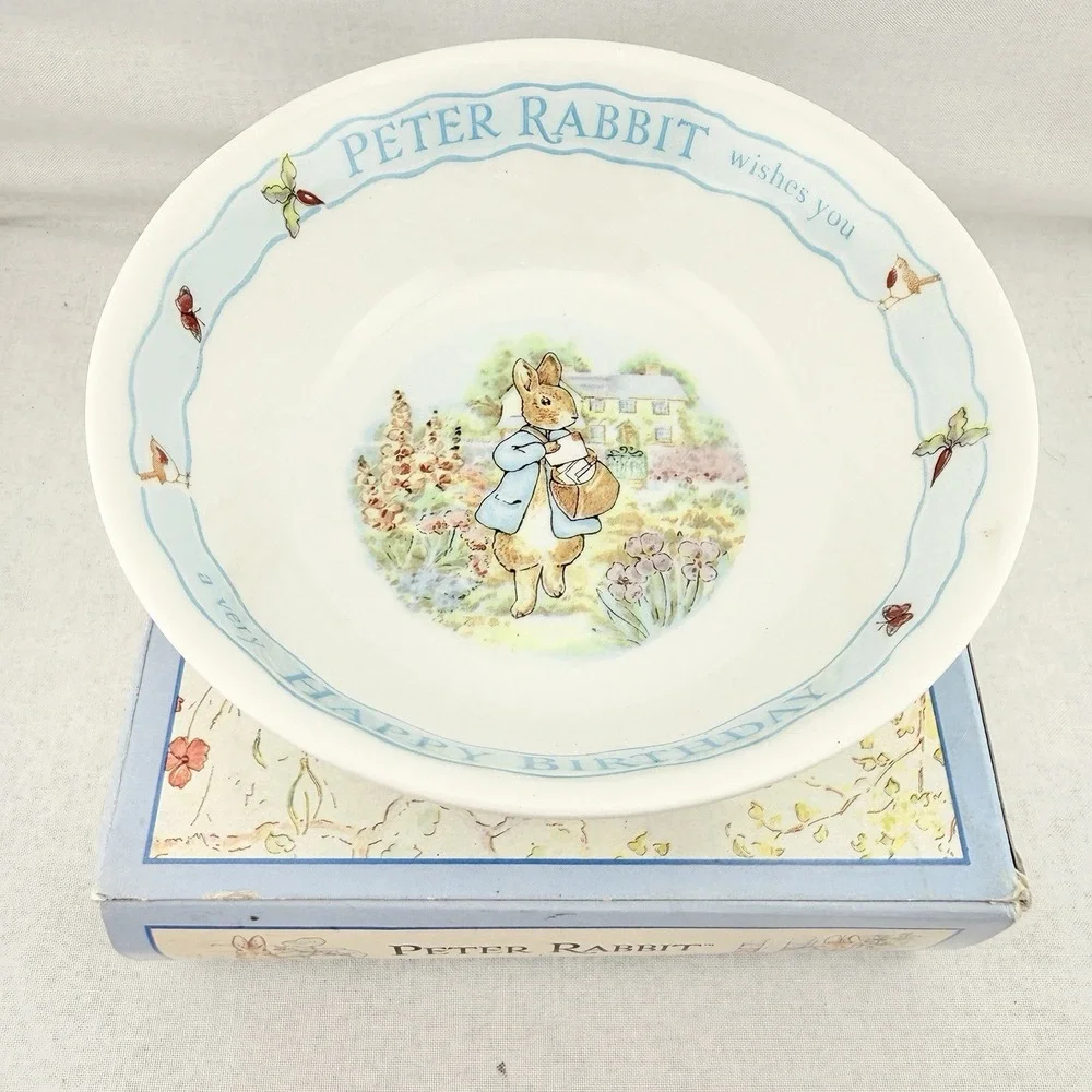 Wedgwood x Peter Rabbit Happy Birthday Bowl 1996 & Box England Frederick‎ Warne